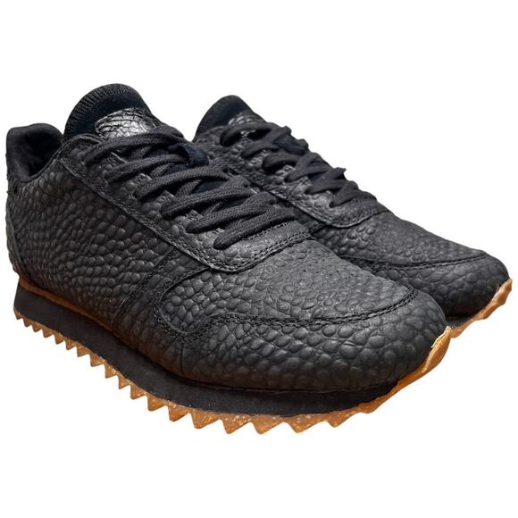WODEN Ydun Croco II Sneaker Women Size US 5.5 Black Textured Leather Shoe *READ - Picture 10 of 16